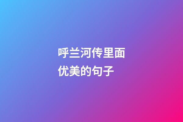 呼兰河传里面优美的句子