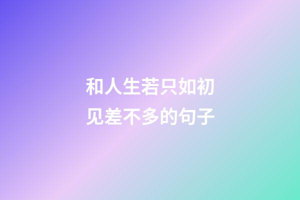 和人生若只如初见差不多的句子