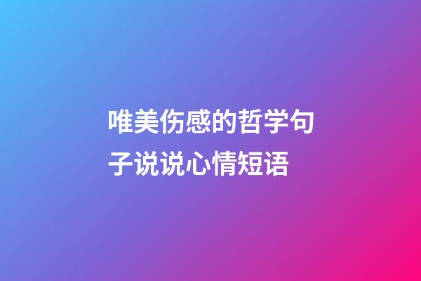 唯美伤感的哲学句子说说心情短语