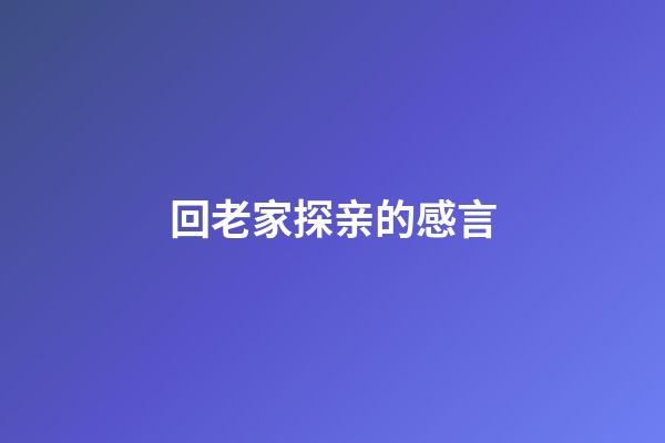 回老家探亲的感言