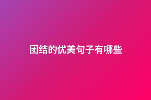 团结的优美句子有哪些