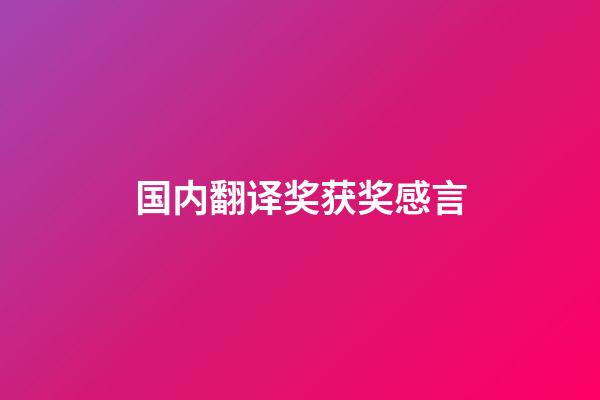 国内翻译奖获奖感言