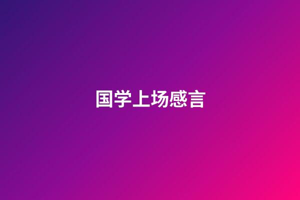 国学上场感言