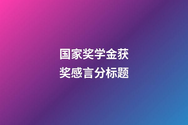 国家奖学金获奖感言分标题