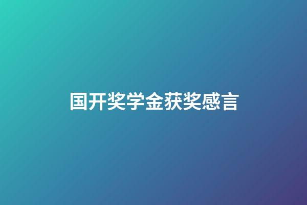 国开奖学金获奖感言