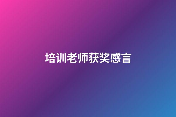 培训老师获奖感言