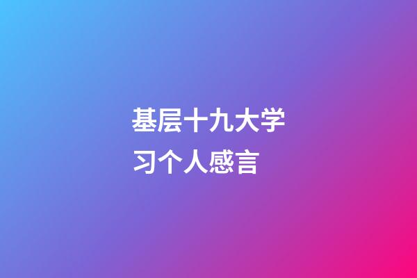 基层十九大学习个人感言
