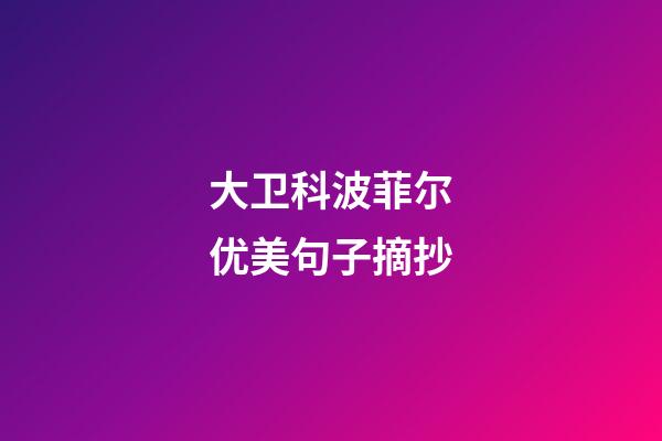 大卫科波菲尔优美句子摘抄