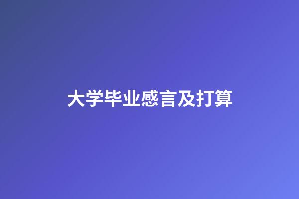 大学毕业感言及打算