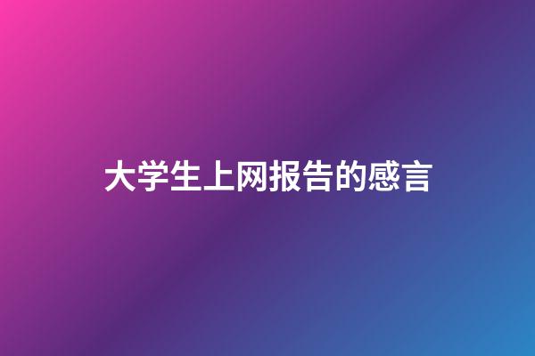 大学生上网报告的感言