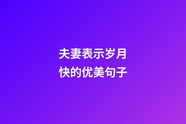 夫妻表示岁月快的优美句子