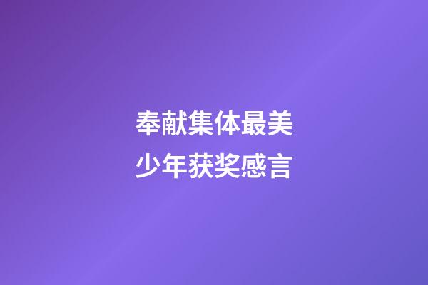 奉献集体最美少年获奖感言
