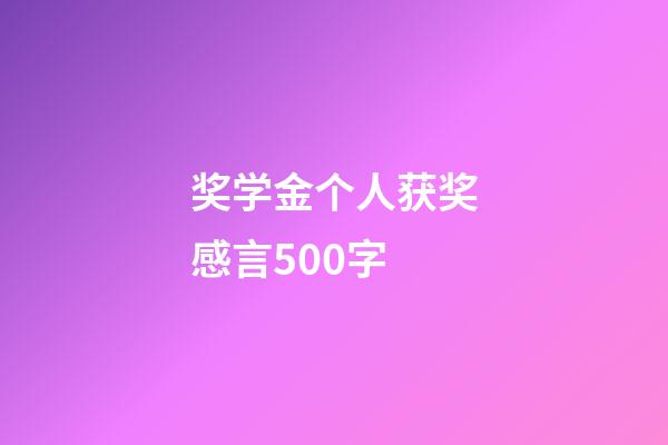 奖学金个人获奖感言500字