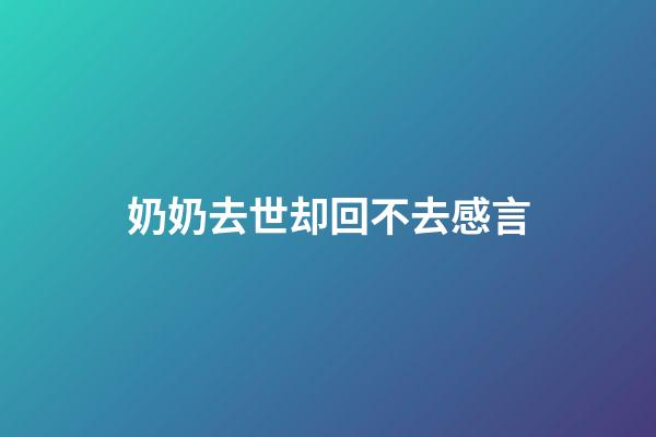 奶奶去世却回不去感言