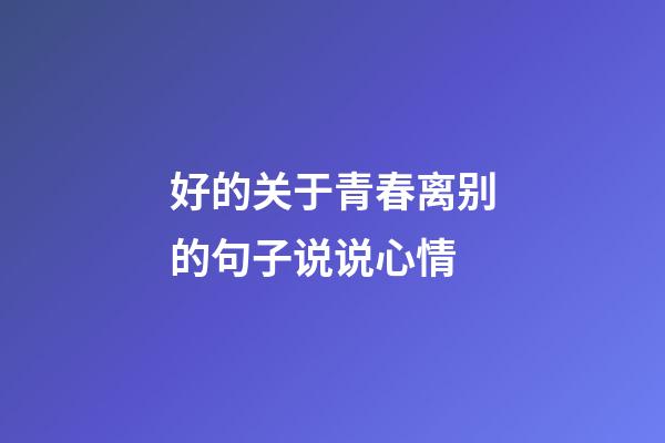 好的关于青春离别的句子说说心情