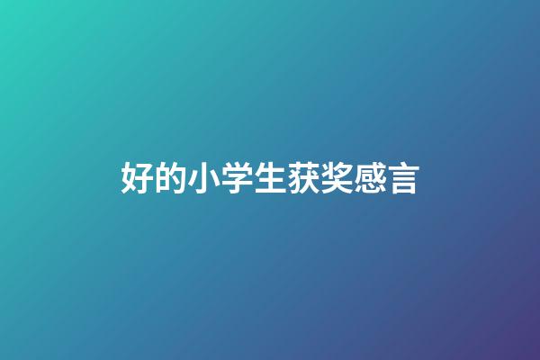 好的小学生获奖感言
