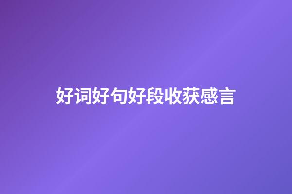 好词好句好段收获感言