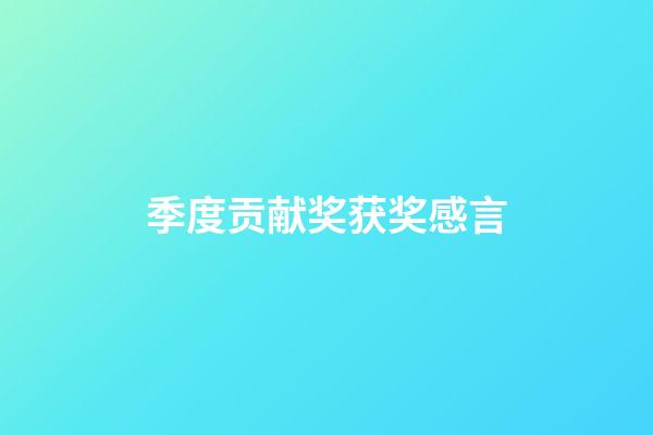 季度贡献奖获奖感言