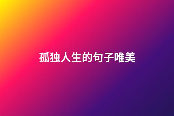 孤独人生的句子唯美