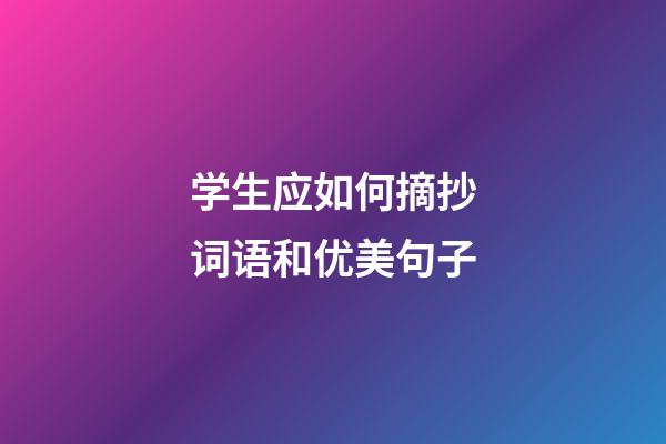 学生应如何摘抄词语和优美句子