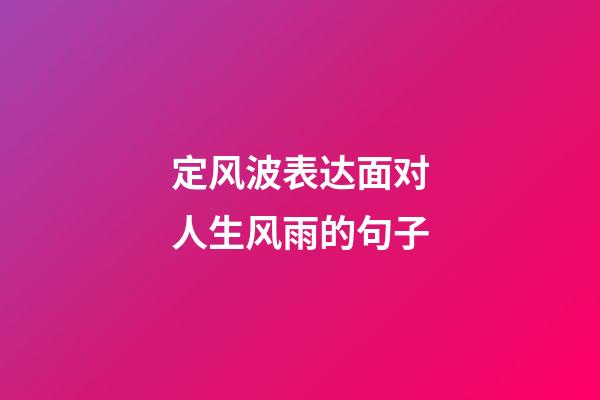 定风波表达面对人生风雨的句子