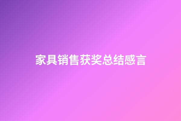 家具销售获奖总结感言