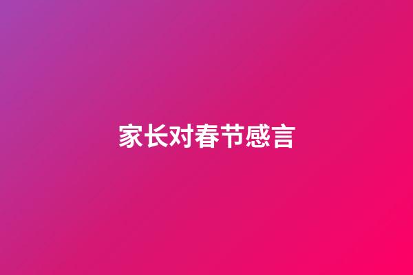 家长对春节感言