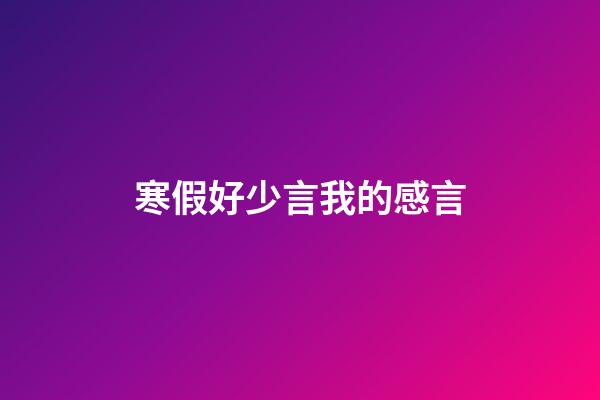 寒假好少言我的感言