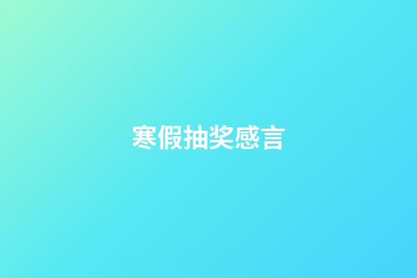 寒假抽奖感言