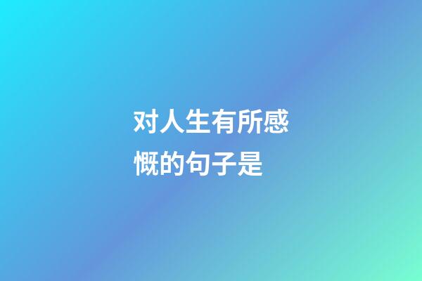 对人生有所感慨的句子是