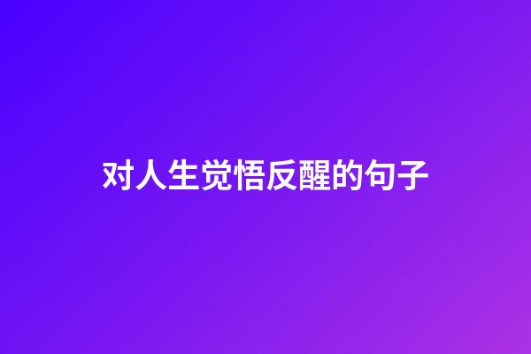 对人生觉悟反醒的句子