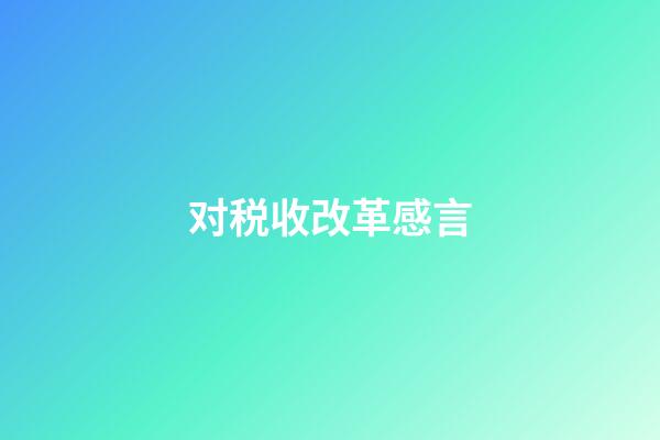 对税收改革感言