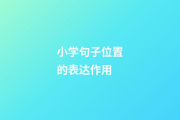 小学句子位置的表达作用