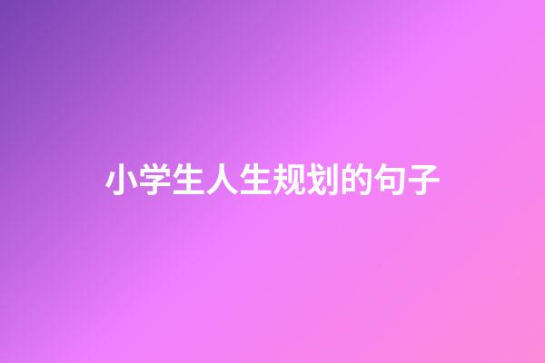 小学生人生规划的句子