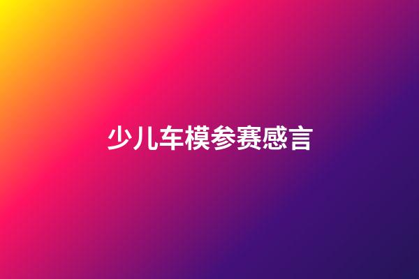 少儿车模参赛感言