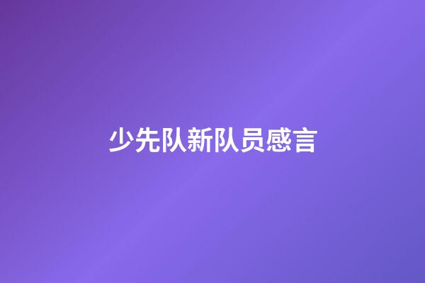 少先队新队员感言