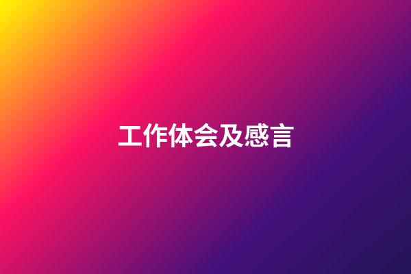 工作体会及感言