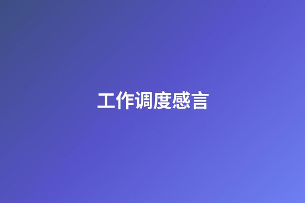 工作调度感言