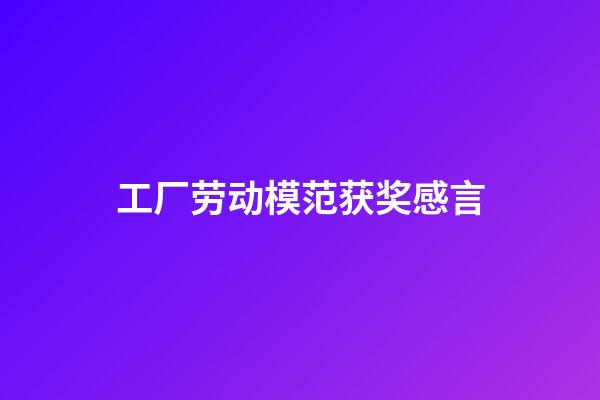 工厂劳动模范获奖感言