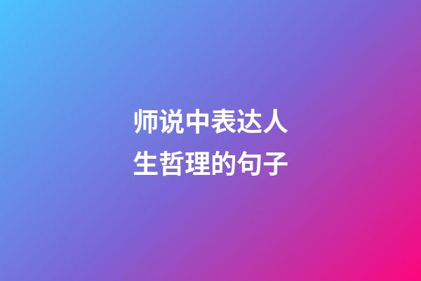 师说中表达人生哲理的句子