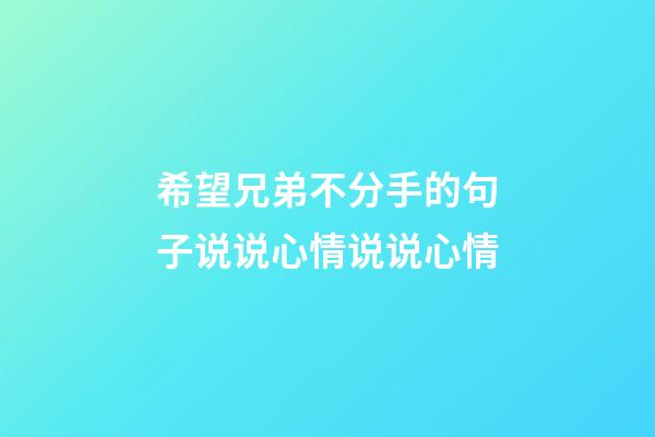 希望兄弟不分手的句子说说心情说说心情