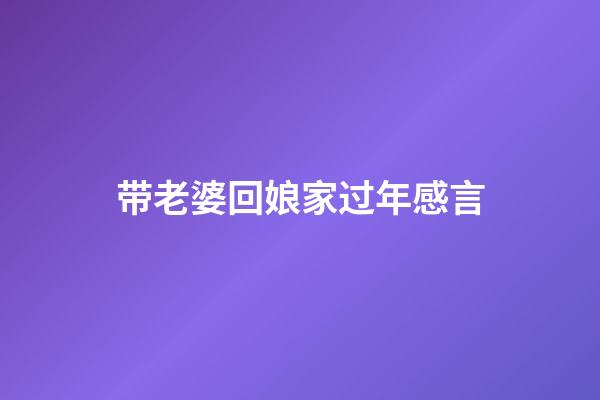 带老婆回娘家过年感言