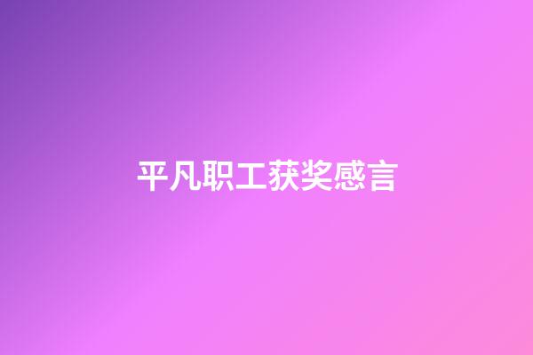 平凡职工获奖感言