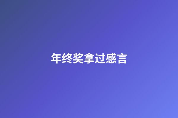 年终奖拿过感言