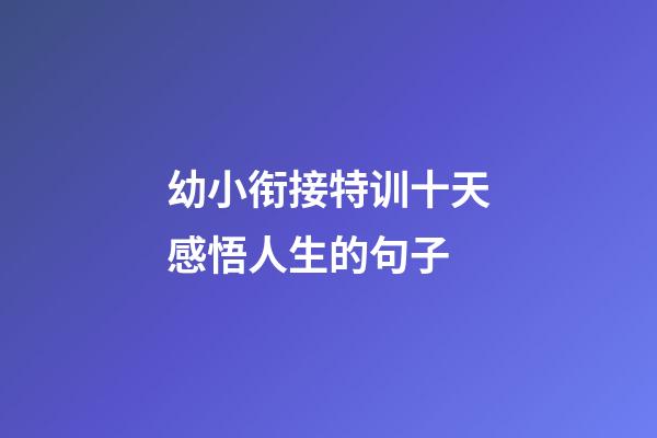 幼小衔接特训十天感悟人生的句子