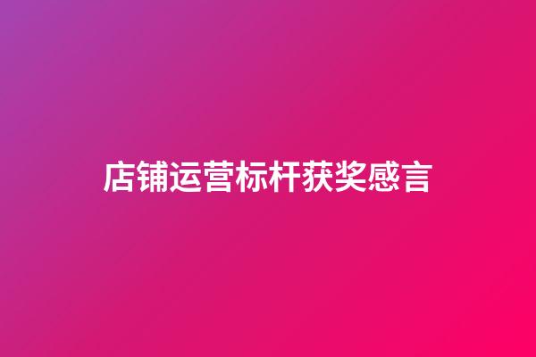 店铺运营标杆获奖感言