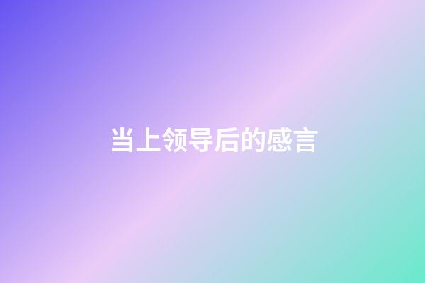 当上领导后的感言