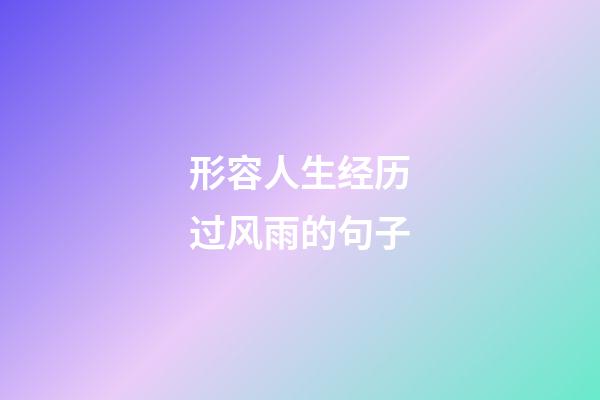 形容人生经历过风雨的句子
