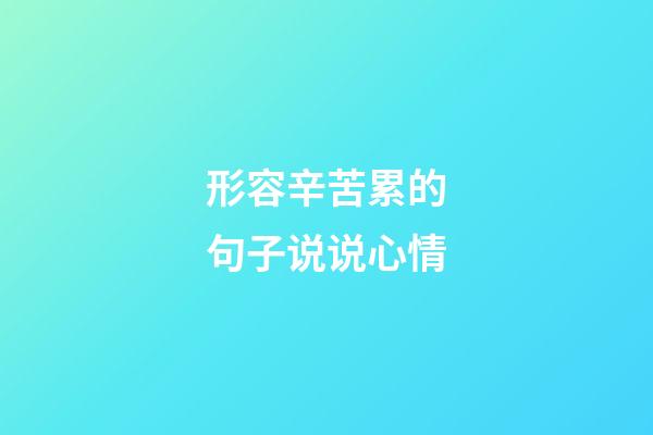 形容辛苦累的句子说说心情