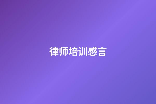 律师培训感言